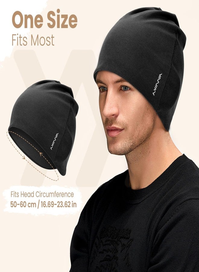 YANIKY Beanie for Men - Women Modal Sleep Cap Cotton Chemo Beanie Hat - Unisex Skull Cap - Soft and Skin Friendly Beanies Black - Image 5